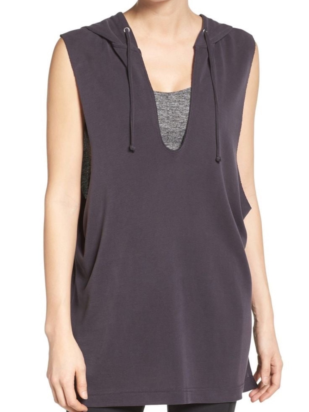 FP Movement by Free People:Baja Sleeveless Hooded Tunic|Black|NWOT